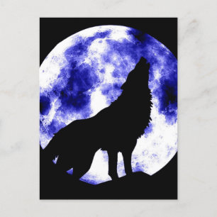 Howling Wolf at Moon Holiday Postcard