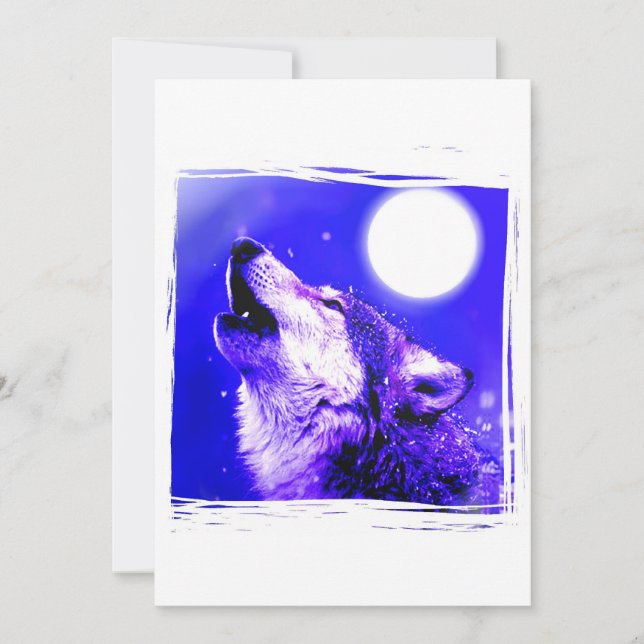 Howling Wolf at Moon Invitation (Front)