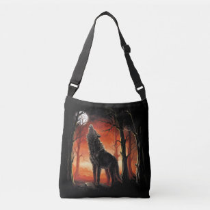 Howling Wolf at Sunset Cross Body Bag
