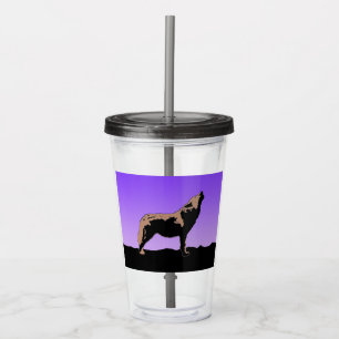 Howling Wolf at Sunset - Original Wildlife Art Acrylic Tumbler