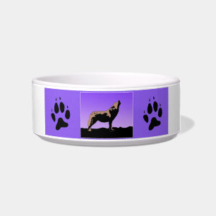 Howling Wolf at Sunset  - Original Wildlife Art Bowl