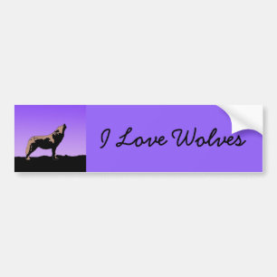 Howling Wolf at Sunset - Original Wildlife Art Bumper Sticker