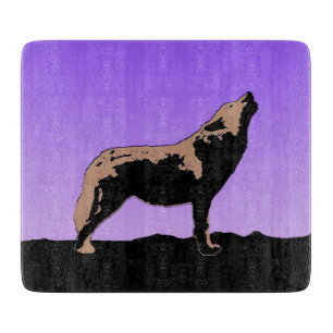 Howling Wolf at Sunset  - Original Wildlife Art Cutting Board