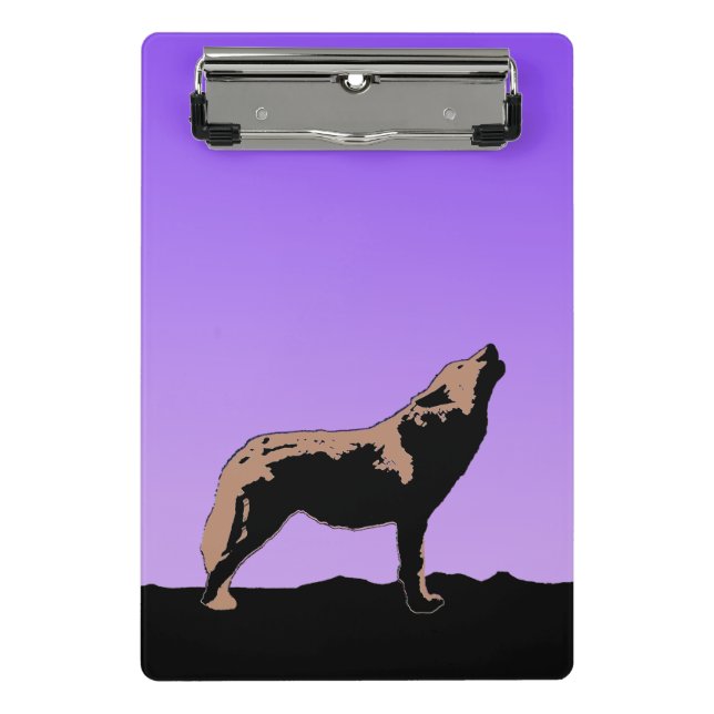 Howling Wolf at Sunset  - Original Wildlife Art Mini Clipboard (Front)