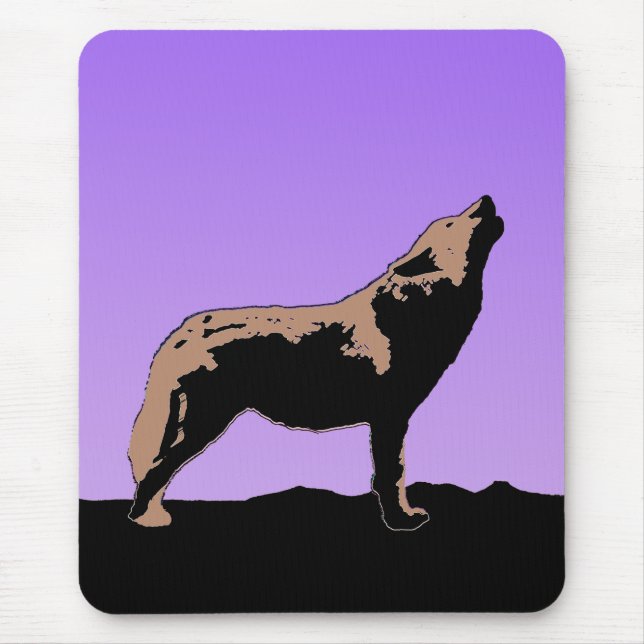 Howling Wolf at Sunset  - Original Wildlife Art Mouse Pad (Front)