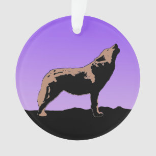 Howling Wolf at Sunset  - Original Wildlife Art Ornament