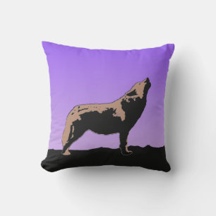 Howling Wolf at Sunset - Original Wildlife Art Outdoor Pillow