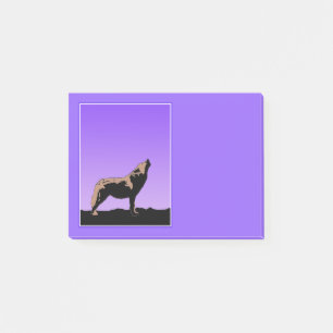 Howling Wolf at Sunset - Original Wildlife Art Post-it Notes