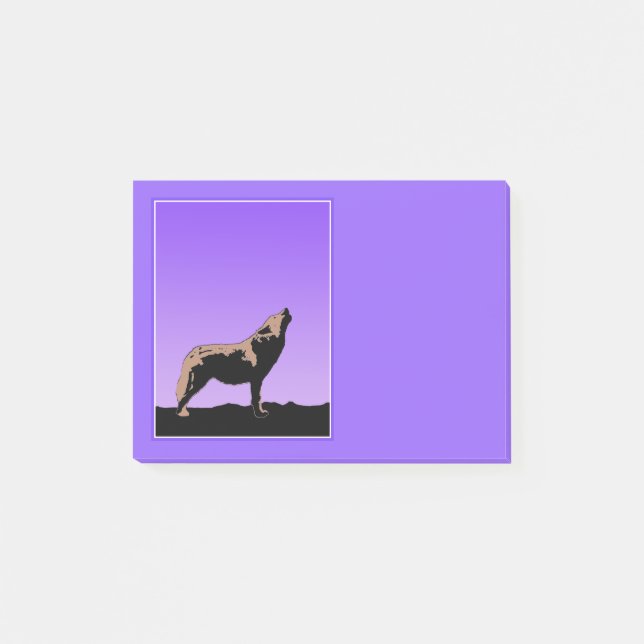Howling Wolf at Sunset  - Original Wildlife Art Post-it Notes (Front)