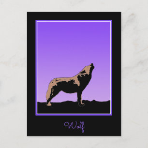 Howling Wolf at Sunset  - Original Wildlife Art Postcard