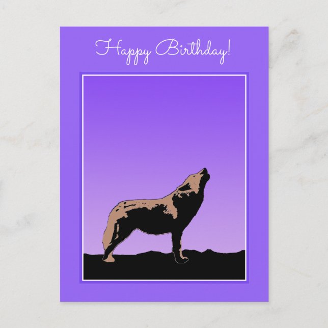 Howling Wolf at Sunset  - Original Wildlife Art Postcard (Front)