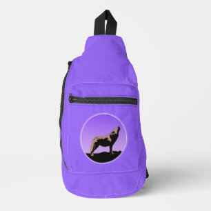 Howling Wolf at Sunset - Original Wildlife Art Sling Bag
