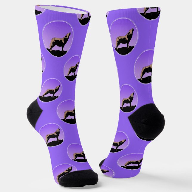 Howling Wolf at Sunset  - Original Wildlife Art Socks (Angled)