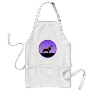 Howling Wolf at Sunset  - Original Wildlife Art Standard Apron