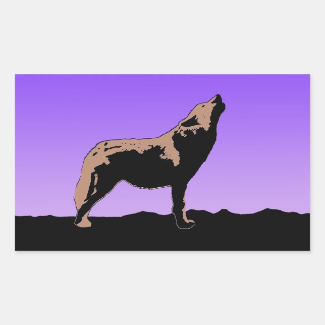 Howling Wolf at Sunset  - Original Wildlife Art Sticker (Front)