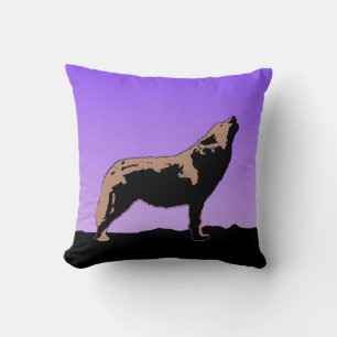 Howling Wolf at Sunset - Original Wildlife Art Throw Pillow