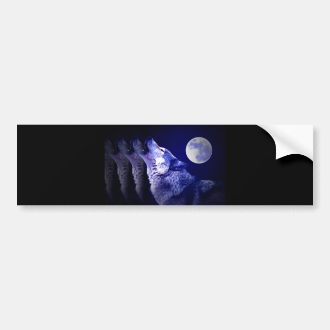 Howling Wolf Bumper Sticker (Front)