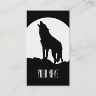 Howling wolf business card Black and white