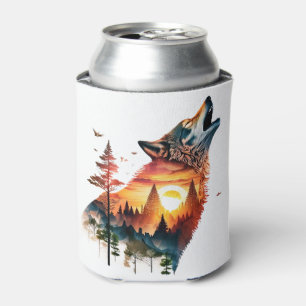 Howling wolf double exposure sunset can cooler