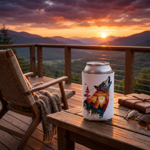 Howling wolf double exposure sunset can cooler