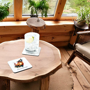 Howling wolf double exposure sunset personalized coaster