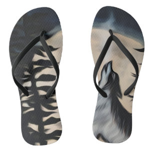 Howling wolf  flip flops