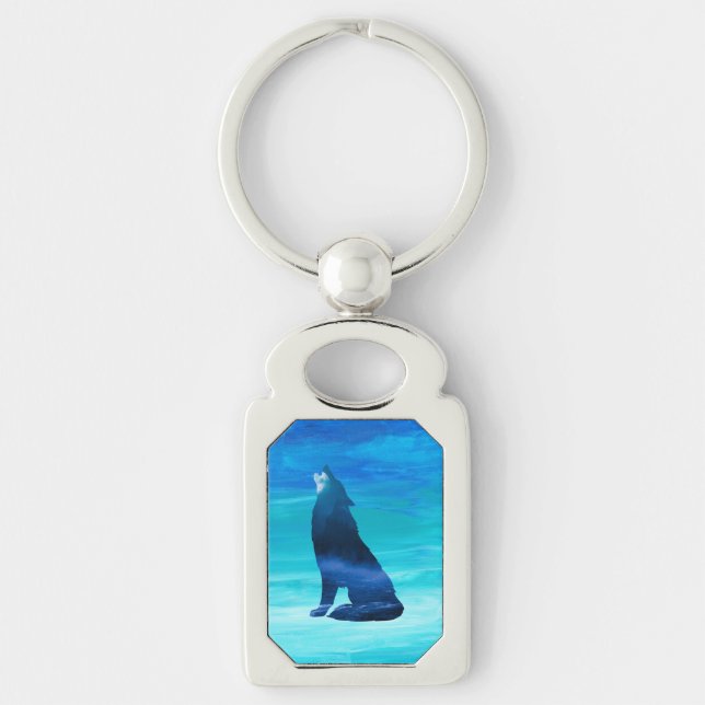 Howling Wolf for Wolf Lovers  Keychain (Front)