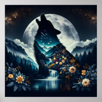 Howling Wolf | Full Moon Ai Art