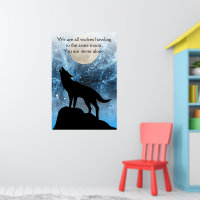 Howling Wolf full moon blue black Custom quote