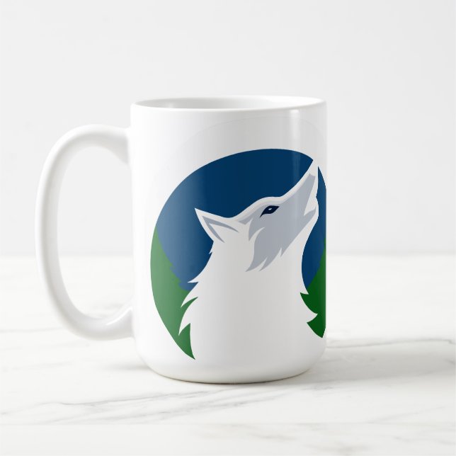 Howling Wolf Full Moon Design Coffee Mug (Left)