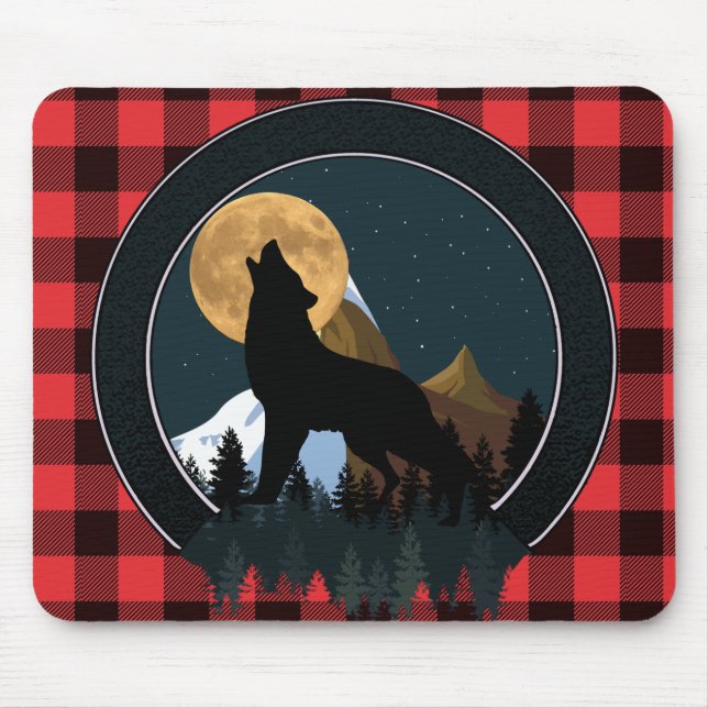 Howling Wolf Full Moon Mouse Pad (Front)