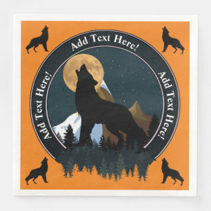 Howling Wolf Full Moon Paper Napkin
