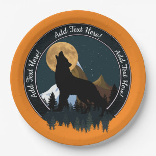 Howling Wolf Full Moon Paper Plate