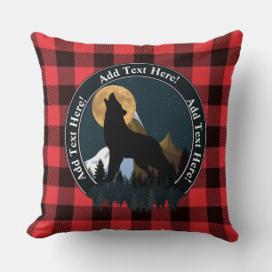 Howling Wolf Full Moon Throw Pillow