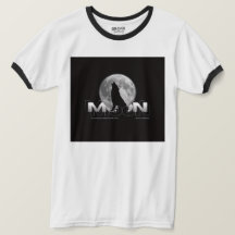 Howling Wolf Full Moon Typography White Ringer