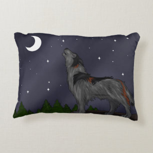Howling Wolf (Grey) Decorative Pillow