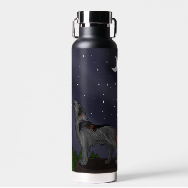 Howling Wolf (Grey) Water Bottle (Front)
