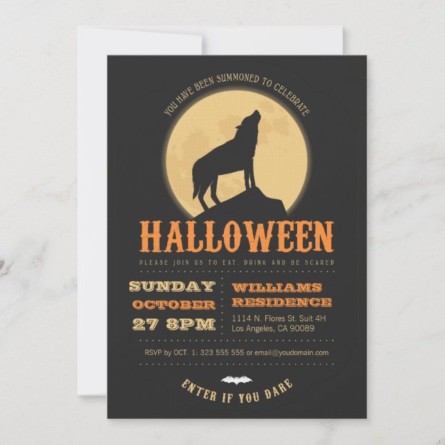 Howling Wolf Halloween Invitation du parti (Devant)