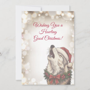 Howling Wolf Happy Holiday Christmas Greeting Card