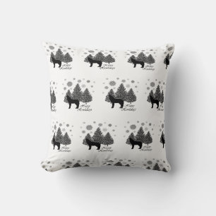 Howling Wolf Happy Howlidays Leopard Pattern Snow Throw Pillow