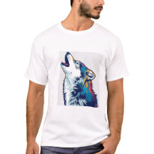 Howling Wolf Head – Colourful Wild Spirit T-Shirt