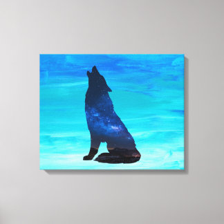 Howling Wolf, Howling Dog in Double Exposure  Canvas Print