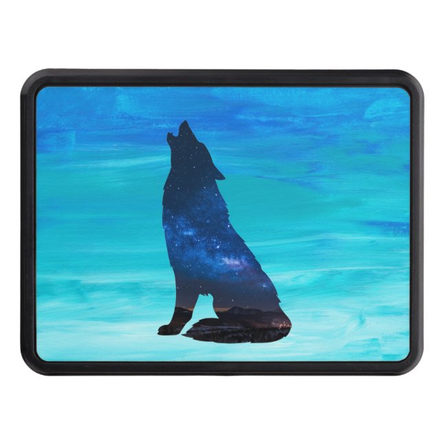Howling Wolf, Howling Dog in Double Exposure  Trailer Hitch Cover (Front)