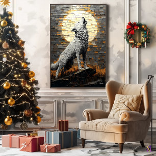 Howling Wolf in Dynamic Impasto Style Canvas Print