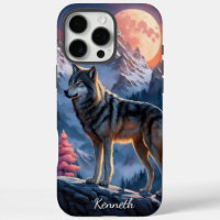 Howling Wolf in Moonlight Night