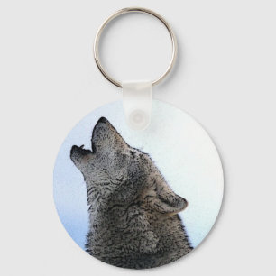 Howling Wolf in Snow Keychain