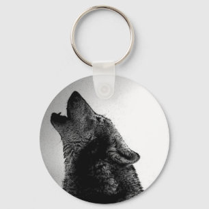Howling Wolf in Snow Keychain