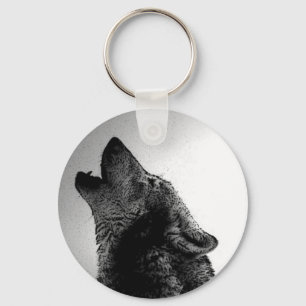 Howling Wolf in Snow Keychain