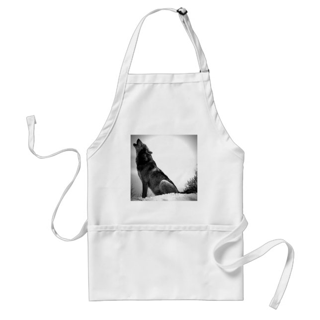 Howling Wolf in Snow Standard Apron (Front)
