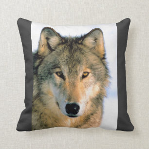 Howling Wolf In Snow Throw   Pillow